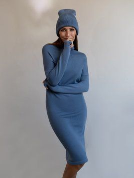 ШАПКА З МЕРИНОСОВОЇ ВОВНИ &laquo;BINI&raquo; БЛАКИТНА ТІНЬ shbibs фото