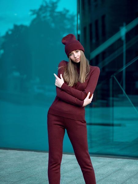 ШАПКА З МЕРИНОСОВОЇ ВОВНИ &laquo;BINI&raquo; БОРДО shbibo фото